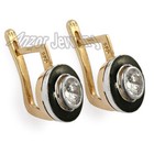 14k Solid Rose & White Sapphire Earrings Anzor Style — photo 2