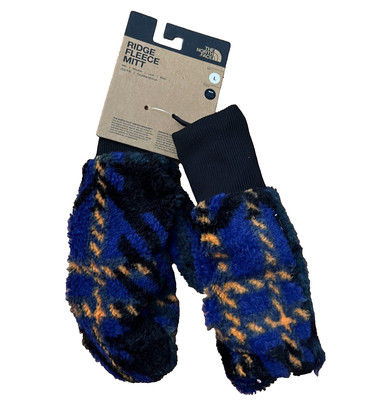  North Face Ridge Fleece Mitt Gloves Hand Warmers cold hands Large Blue New NWT