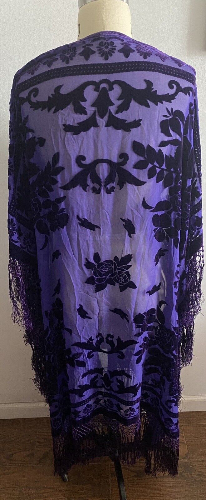 Velvet Burnout Kimono Purple Jacket Rayon, Silk O… - image 8