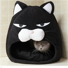 Cartoon Cat Bed House Winter Warm Fleece Washable Soft Dog Nest Cat Cave Tent