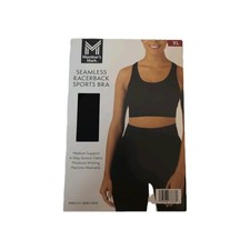 Members Mark Womens Black XL Seamless Racerback Medium Support Sports Bra