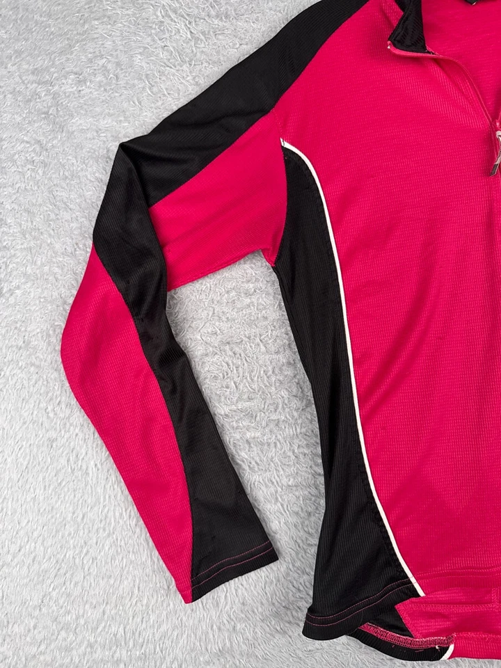 Canari骑行服女式中号粉色黑色1/4拉链长袖聚酯纤维 — 第 3/4 张图片