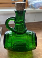 Vintage Green Glass Barrel Design Decanter Bottle Made in Belgium capacity0.5ltr