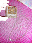 VTG. SHIMMER RHINESTONE LINK NECKLACE/STICK PIN/EARRINGS/TRINKET BOX SET — photo 4