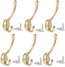 6-pieces Solid Brass Wall Hooks Antique Gold Coat  Towel Hooks Decorative Towel