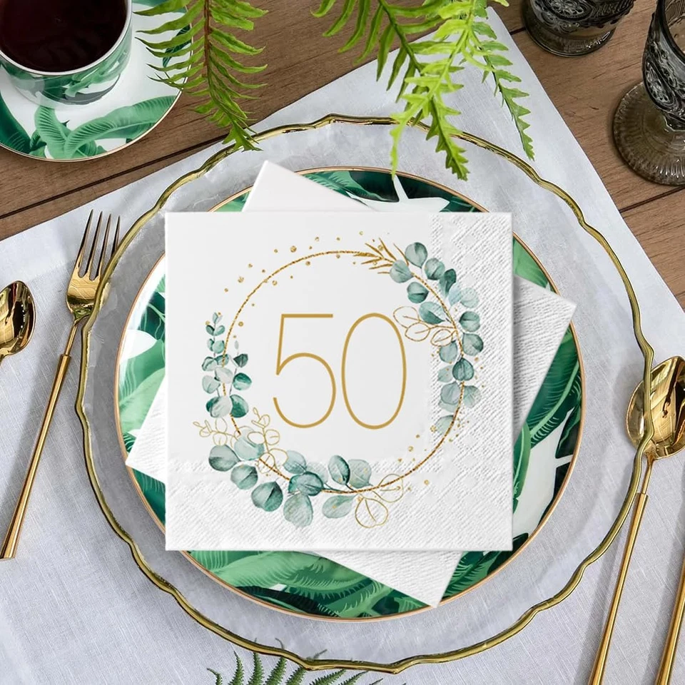 50岁生日餐巾纸,40件装50周年纪念餐巾装饰男式a — 第 4/4 张图片