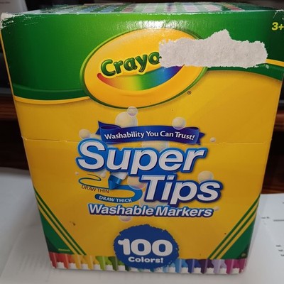 Crayola Washable Super Tips Markers, Assorted Colors, Pack Of 100 Markers New