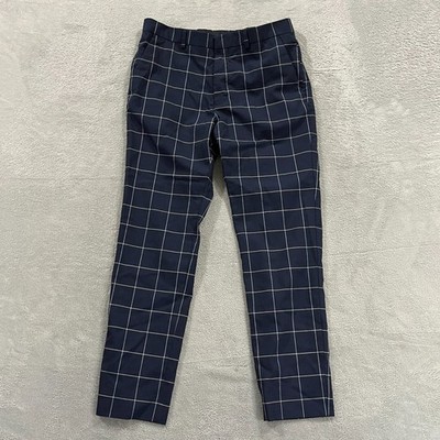 TopMan Dress Pants Mens 32x30 (fits 31x29) Plaid Navy Blue Slim Straight Career