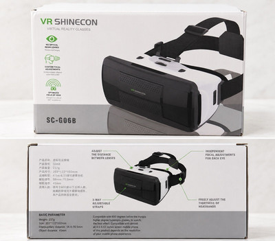 VR SHINECON SC-G06B Smartphone VR Headset 6in Max 100° FOV IPD Black/White