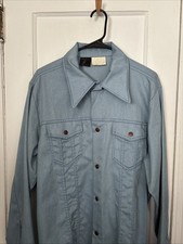 Vintage 1970s Sears Western Wear Light Blue Denim Polycotton Blend Sz XL