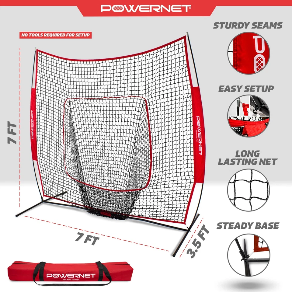 Baseball & Softball Practice Net 7x7 FT Outdoor Baseball Training Equipment f... - Image 3 of 4