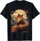 Vintage Japanese Scenery Kitsune Fox in the Moon night T-Shirt