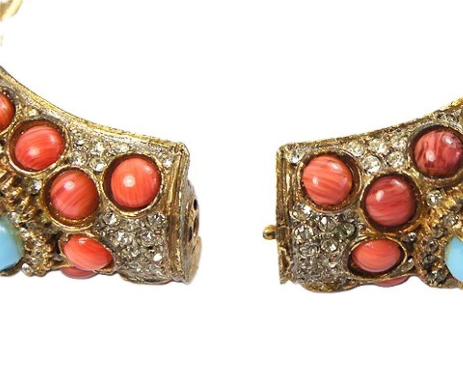 K.J.L. Kenneth J. Lane 1960s Turquoise & Coral Ca… - image 14