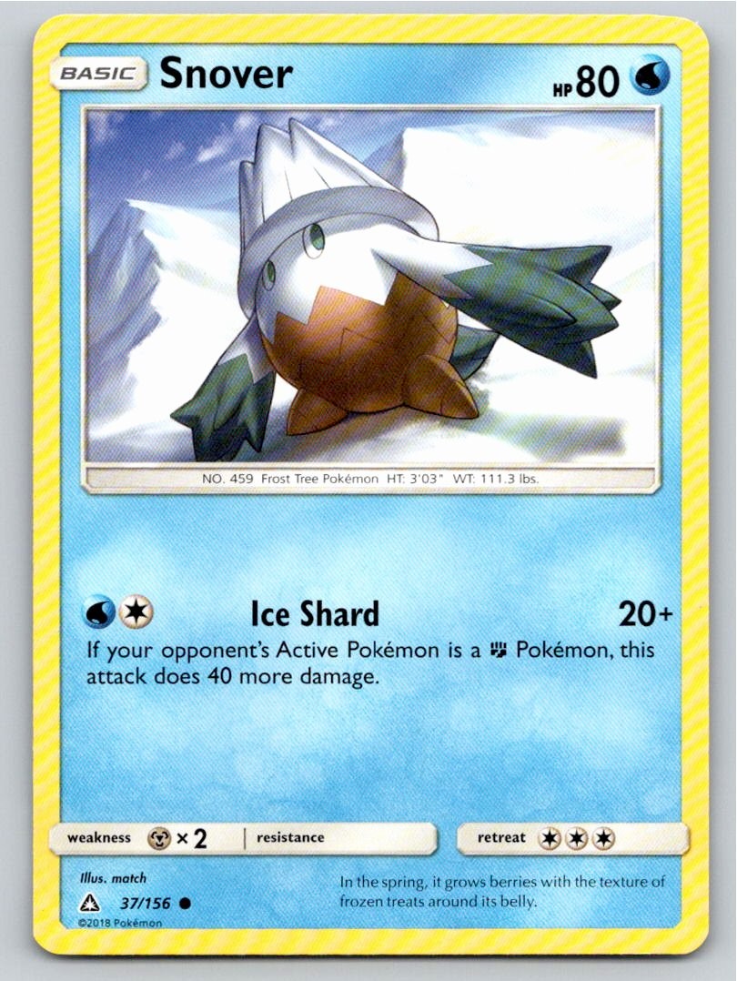 2018 POKEMON SNOVER ULTRA PRISM 37/156 C NM A91945 FREE S&H