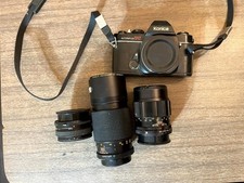 Konica Autoreflex TC 35mm SLR Camera Bundle w/ 3 Hexanon AR Lenses - 40mm 1.8 20