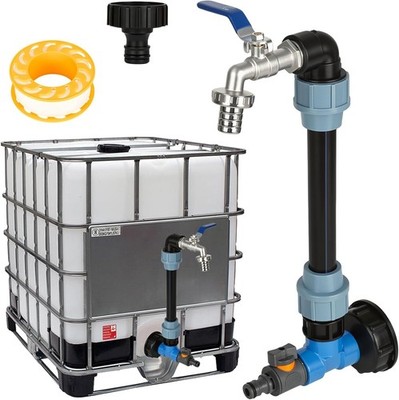 IBC Schwanenhals 3/4''Doppel Auslaufhahn Set,2 In 1 IBC Auslaufhahn Enthalten Hah