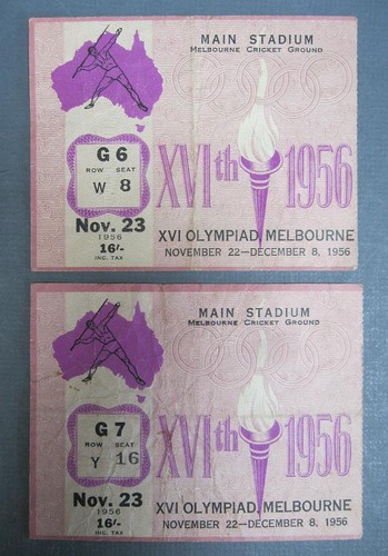 Vintage 1956 Melbourne Olympics Athletics tickets x 4- 23/11/1956 + 2 programmes - Picture 3 of 7