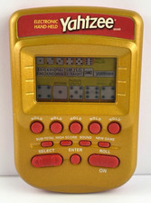 Vintage Yahtzee Electronic Hand-held Game Gold  Red Hasbro 2002  Works