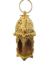 Cute Moroccan Tall Iron Glass Lantern Tealight Holder for Home Garden Decor