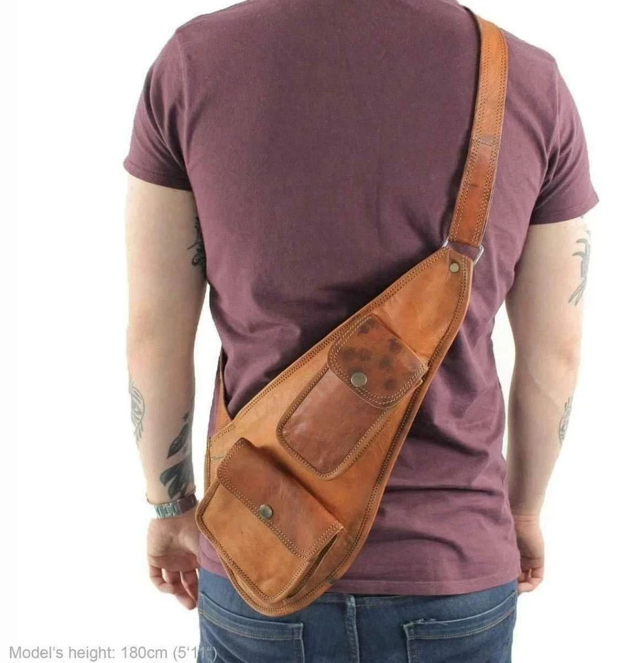 16" Bag Goat Leather Messenger Artisan Vintage Backpack Travel Chest Bag Real