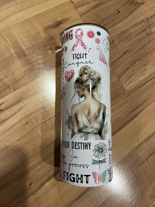20 oz Water Bottle Breast Cancer Graphic Fight and Awareness 