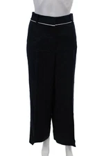 Lafayette 148 New York Womens Cotton Zip Lined Wide Leg Pants Navy Size 14