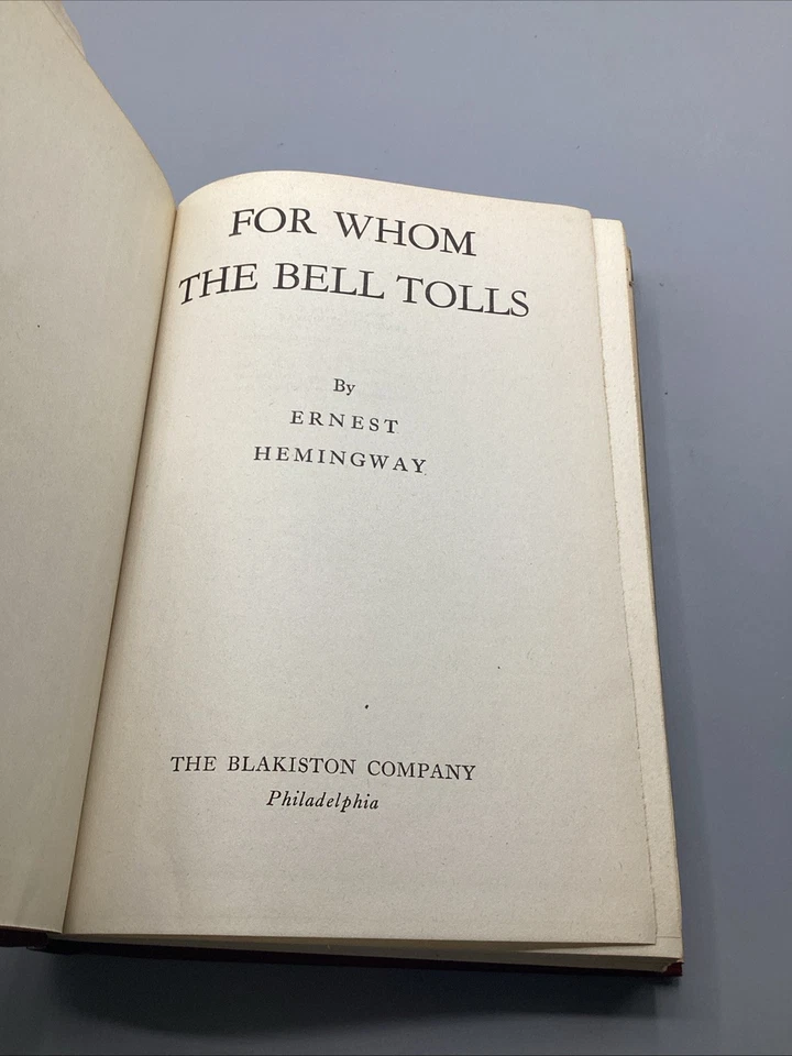 Ernest Hemingway FOR WHOM THE BELL TOLLS 1940 1st Edition Book Club Edition DJ Foto 2 de 4