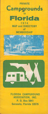 1974 Florida Private Campgrounds Directory Map Brochure Florida Campground Assoc
