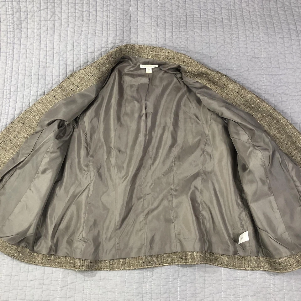 Blazer Coldwater Creek Mujer W18 Espiga Tweed Forrado Botón Chaqueta Clásica Foto 2 de 4