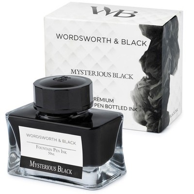 Wordsworth and Black Fountain Pen Ink Bottle 50ml Premium Luxury Mysterious Blac