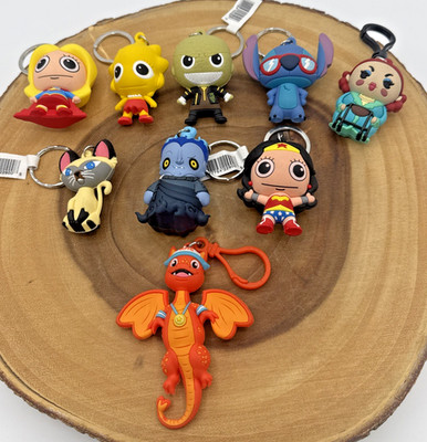 Mixed Lot Of Various Character Key Chains Stitch, Lisa Simpson, Marvel Lot Of 9