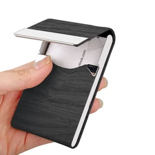 JuneLsy Business Card Holder Case - Professional PU Leather Business Card Cas...