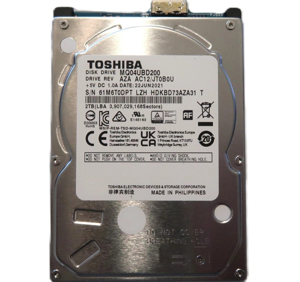 Toshiba Internal Hard Disk Drives 2.5 in Form Factor 2TB Storage