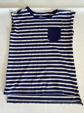 Tea Collection Girl Cap Sleeve Tee Shirt size 8, Blue and White Stripes
