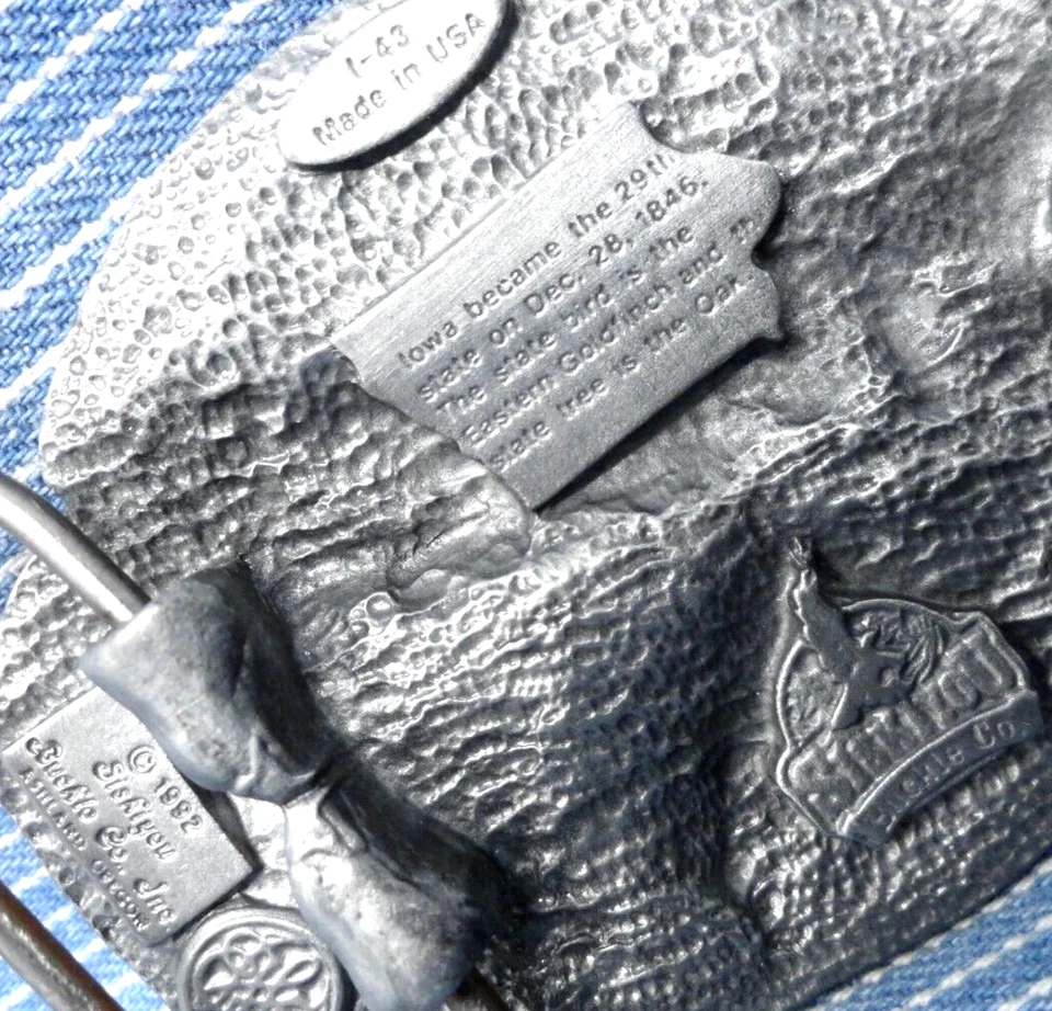 Fivela de cinto Iowa 29º estado agricultura vida selvagem vintage anos 90 Siskiyou .TWY930 - Imagem 4 de 4