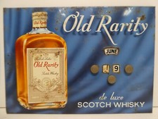 VINTAGE OLD RARITY SCOTCH WHISKEY ADVERTISING BAR SIGN CALENDAR