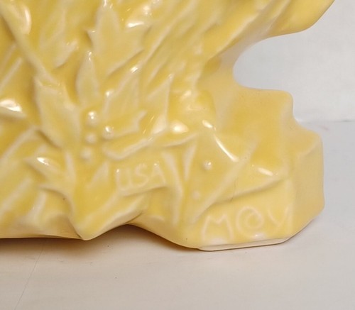 Vintage McCoy Yellow Tree Stump Planter Axe Heart Initials 4" X 5" X 3.5" - Picture 7 of 7