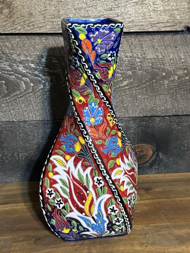 12" Turkish Handmade Twisted Vase Traditional Home Décor Gift Sedef Turkey - Picture 4 of 11