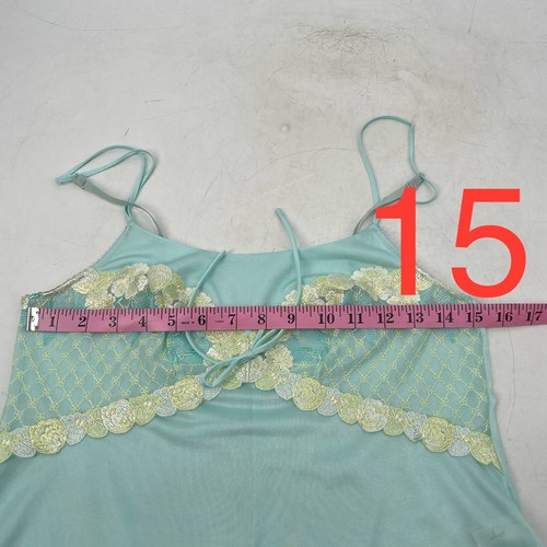 Wacoal L'ge Sheer Cami Chemise babydoll tank Top Size S/85 Negligee aqua lace - Picture 6 of 8