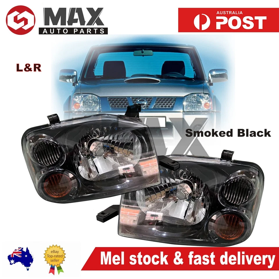 Black Pair Head Light For Nissan Navara D22 UTE 2001-2014 Front Lamp Upgrade - image 4 of 4