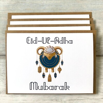 Islamic Happy EID-UL-ADHA Mubarak Celebration Pack 4 Karten (innen leer)
