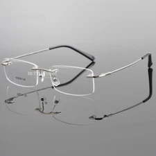 Titanium Alloy Rimless Flexible Eyeglass Frames Metal Hinged Glasses Rx Able 009
