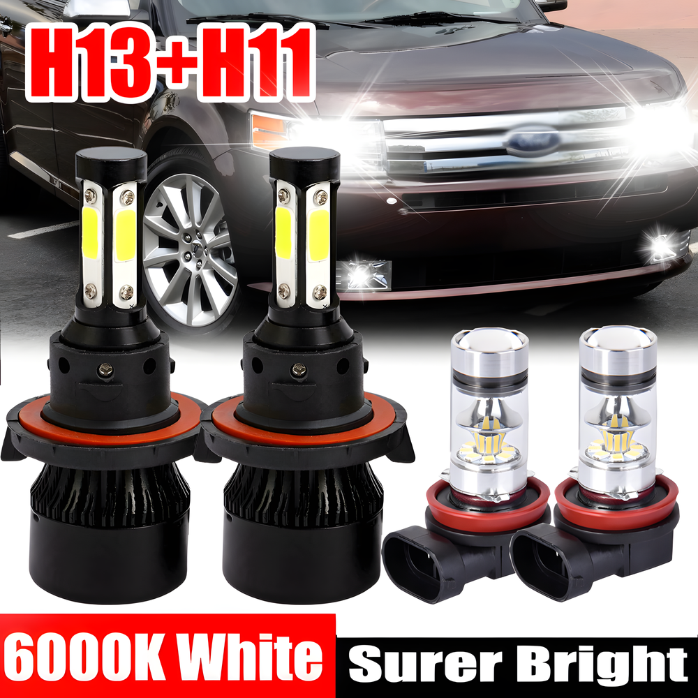 White For Ford Flex Sport Utility 4-Door 2009-2019 LED Headlight