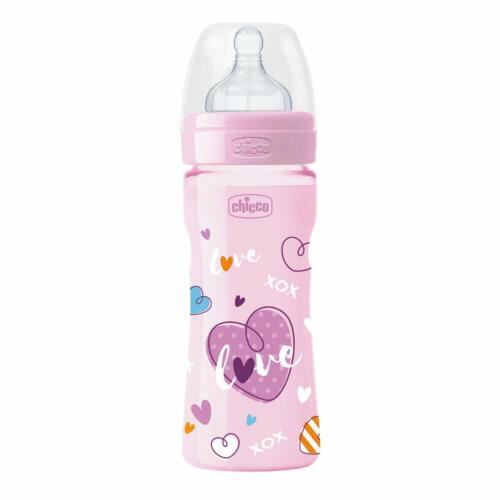 Chicco WellBeing 250 ML Advanced Anti-Colic BPA Free Feeding Bottle, (Pink) - Picture 1 of 4