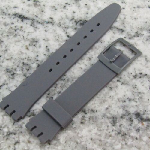 SWATCH Watch 17mm Strap Replacement Band Solid Gray Grey GENT Soft Silicone - Picture 1 of 2