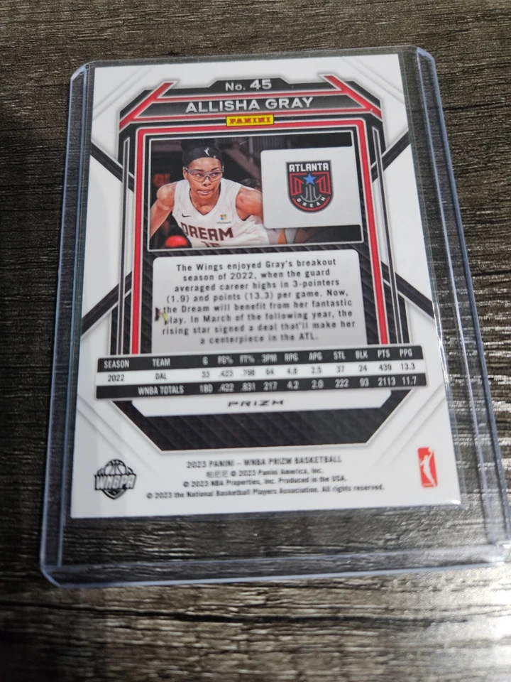 2023 Panini Prizm WNBA Card #45 Allisha Gray - Silver Refractor - Image 3 of 3