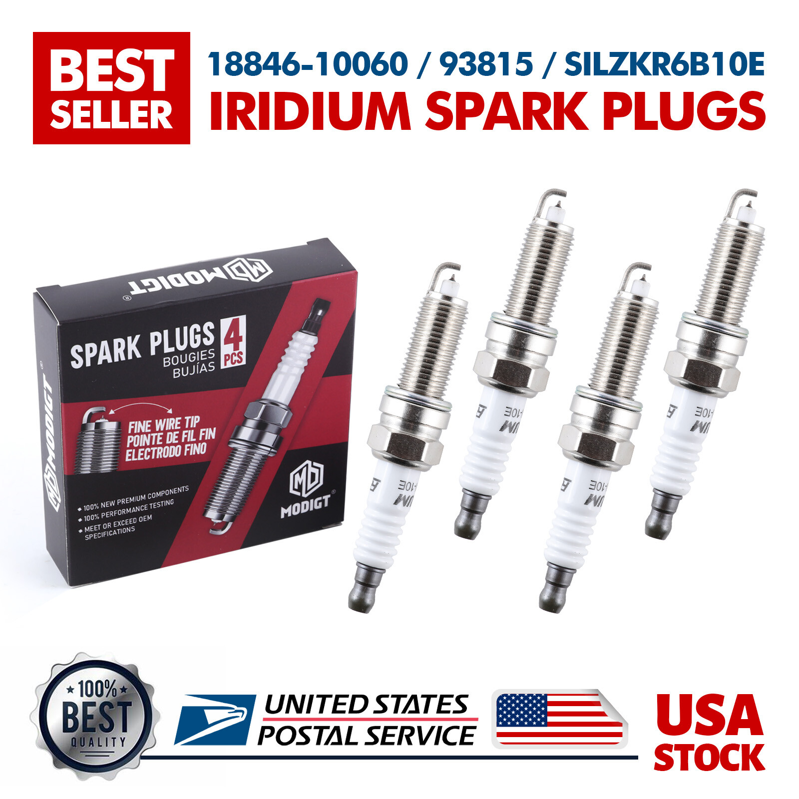 Genuine Spark Plugs Iridium SILZKR6B10E 93815 4 PCS OEM Quality For Hyundai KIA