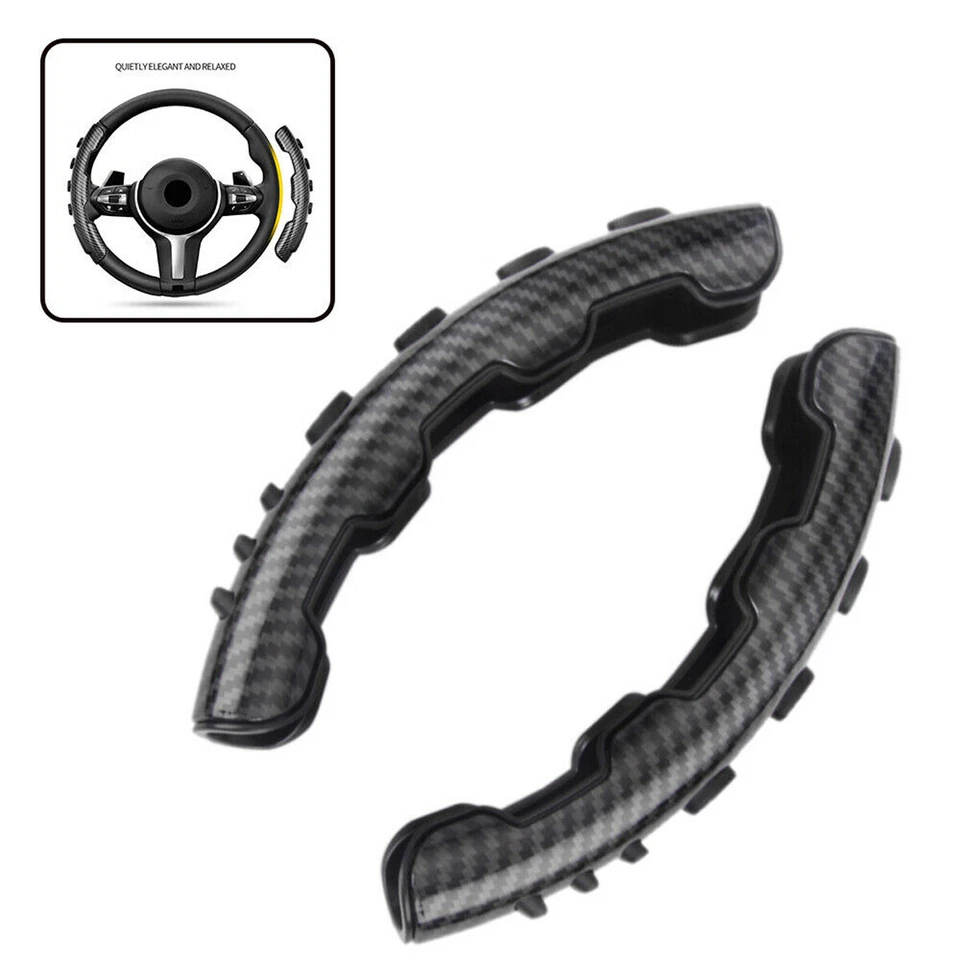 2x Universal Car Steering Wheel Cover Carbon Fiber Booster Non-Slip Grip Handle — 第 4/4 张图片