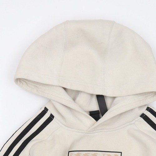 Adidas Jungen Pullover Hoodie beige 11 Jahre mit Logodetail - Bild 12 von 12