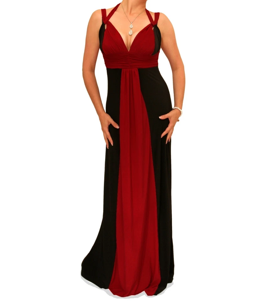 Neu Block Farben Lang Abend Riemchen Maxi Kleid - Bild 1 von 1